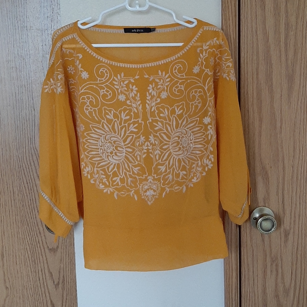 Sheer Yellow Embroidery Blouse